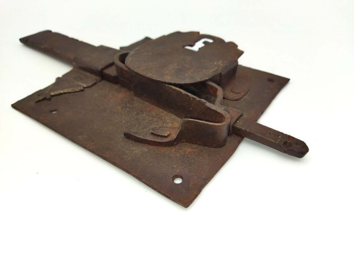 SERRURE Ancienne en Fer forgé Objet de Vitrine Ferronnerie  Collection-photo-3