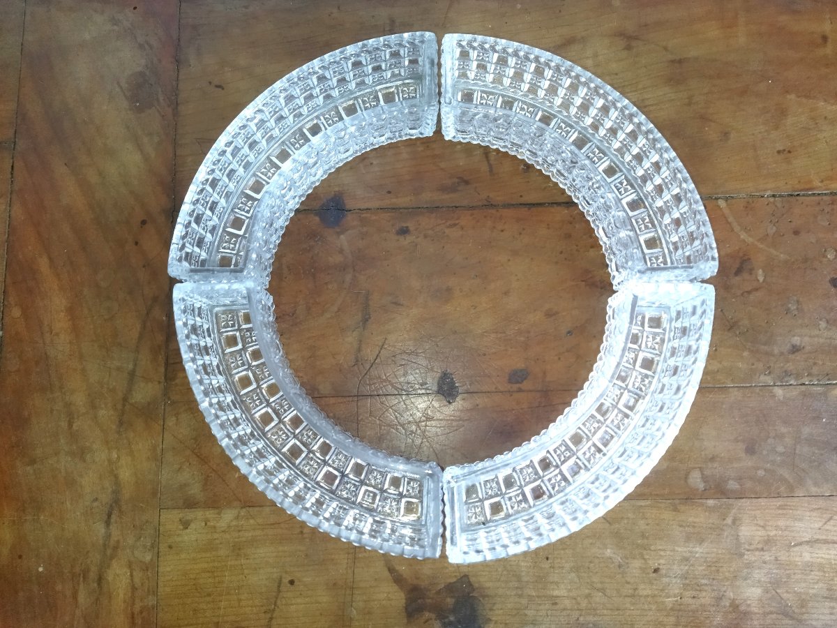 PIQUE-FLEURS Centre de Table Verre Moulé Émaillerie Cristallerie DU BOURGET PARIS XIX-photo-2