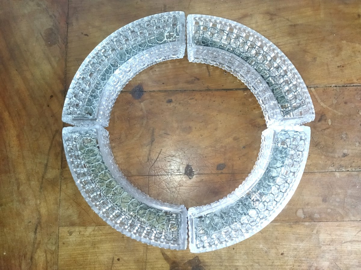 PIQUE-FLEURS Centre de Table Verre Moulé Émaillerie Cristallerie DU BOURGET PARIS XIX-photo-3