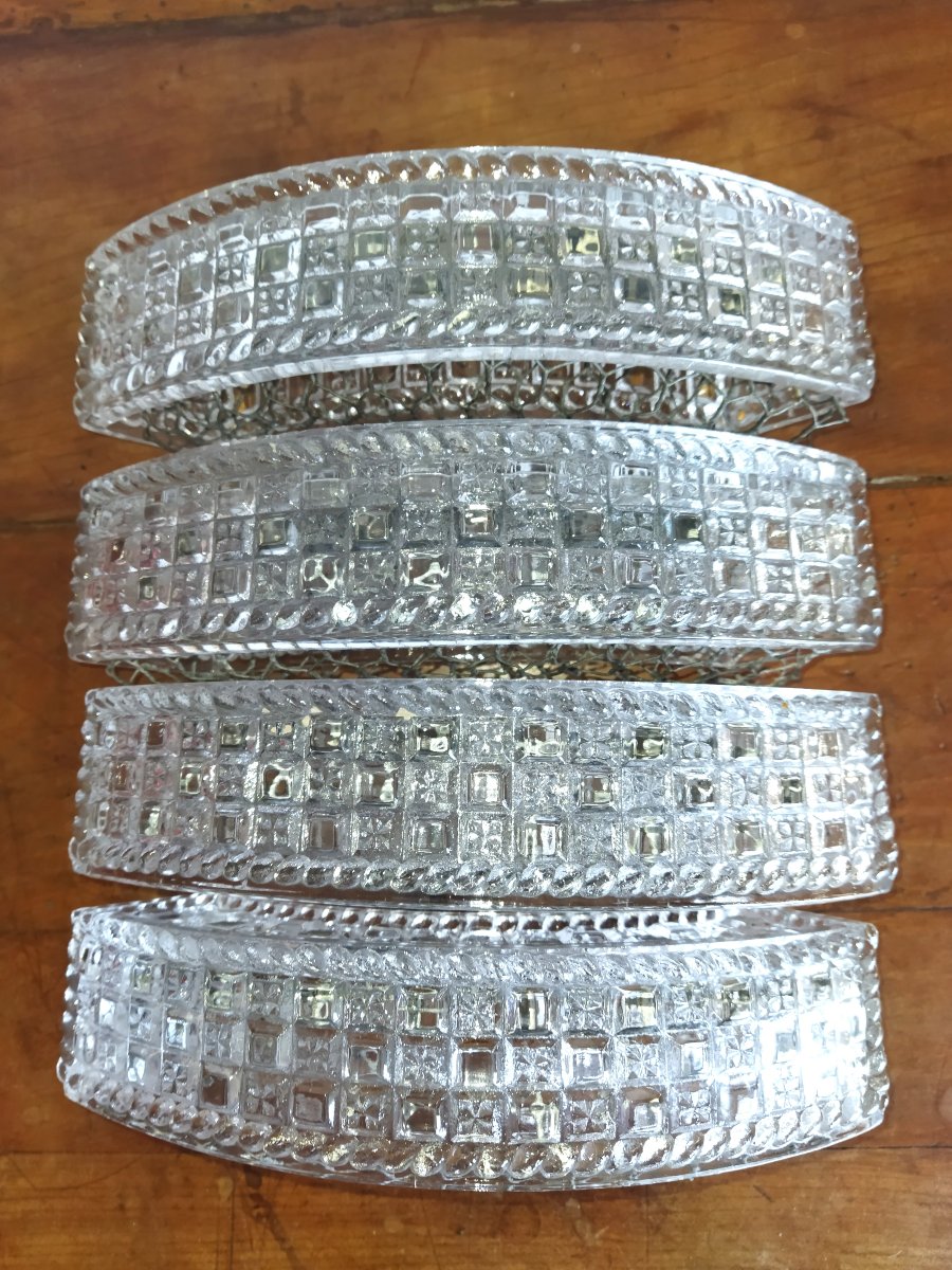 PIQUE-FLEURS Centre de Table Verre Moulé Émaillerie Cristallerie DU BOURGET PARIS XIX-photo-4