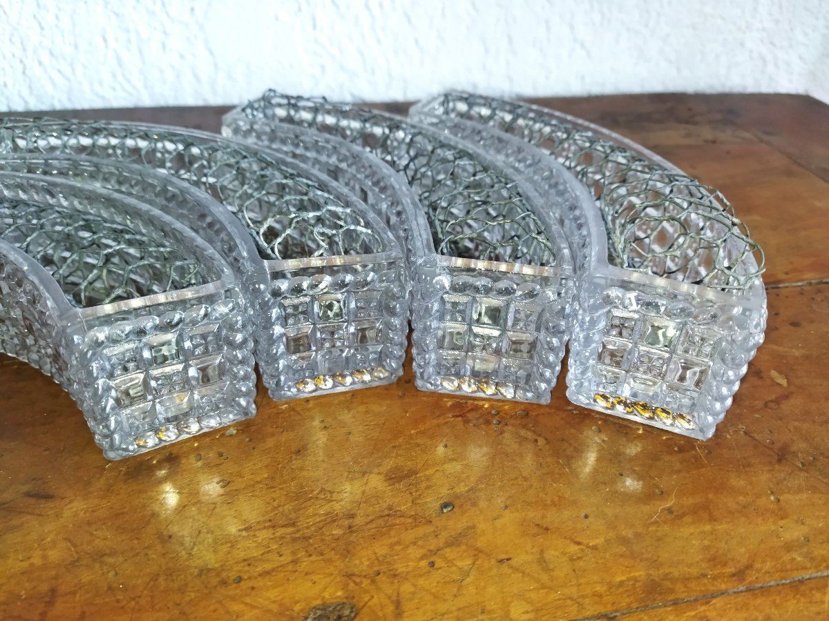 PIQUE-FLEURS Centre de Table Verre Moulé Émaillerie Cristallerie DU BOURGET PARIS XIX-photo-6