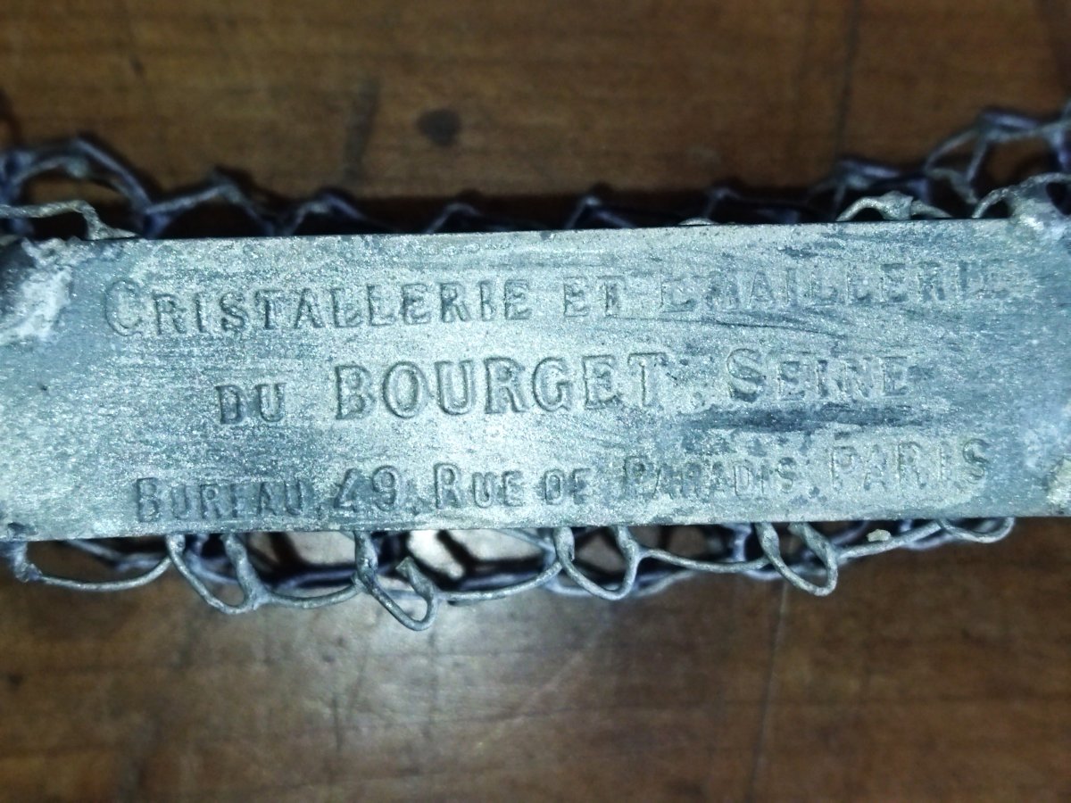 PIQUE-FLEURS Centre de Table Verre Moulé Émaillerie Cristallerie DU BOURGET PARIS XIX-photo-8