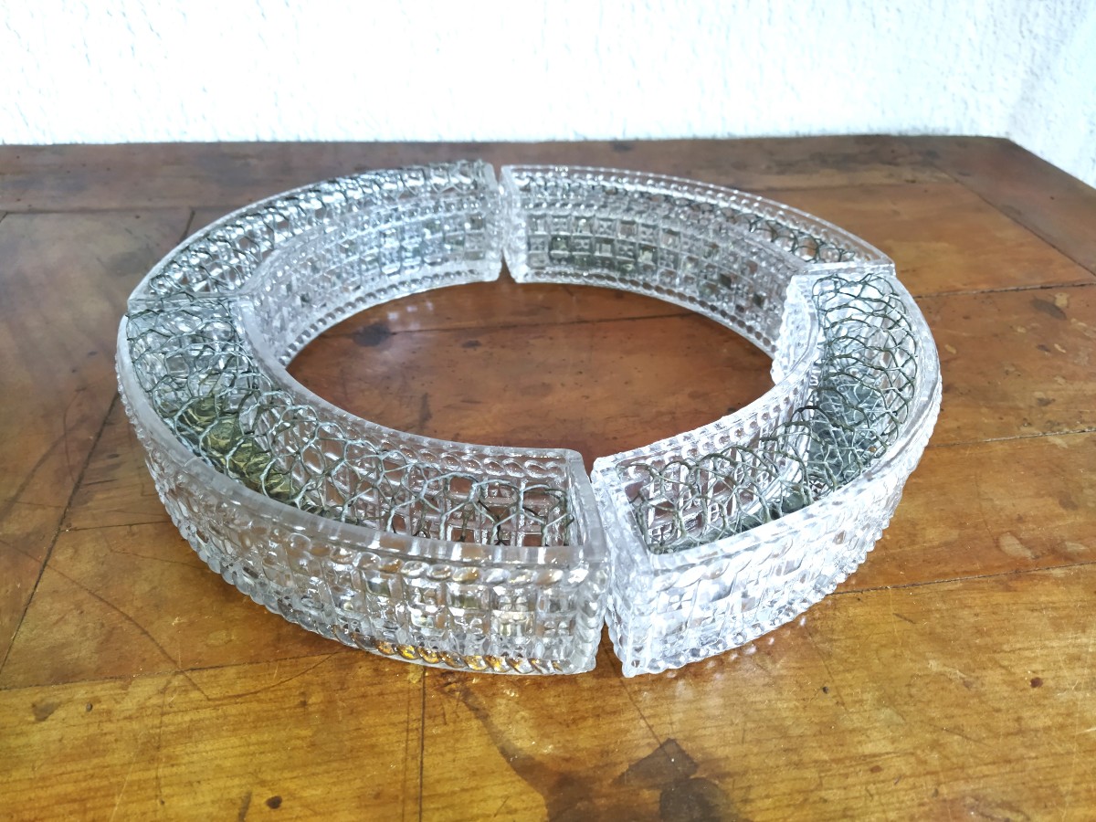 PIQUE-FLEURS Centre de Table Verre Moulé Émaillerie Cristallerie DU BOURGET PARIS XIX