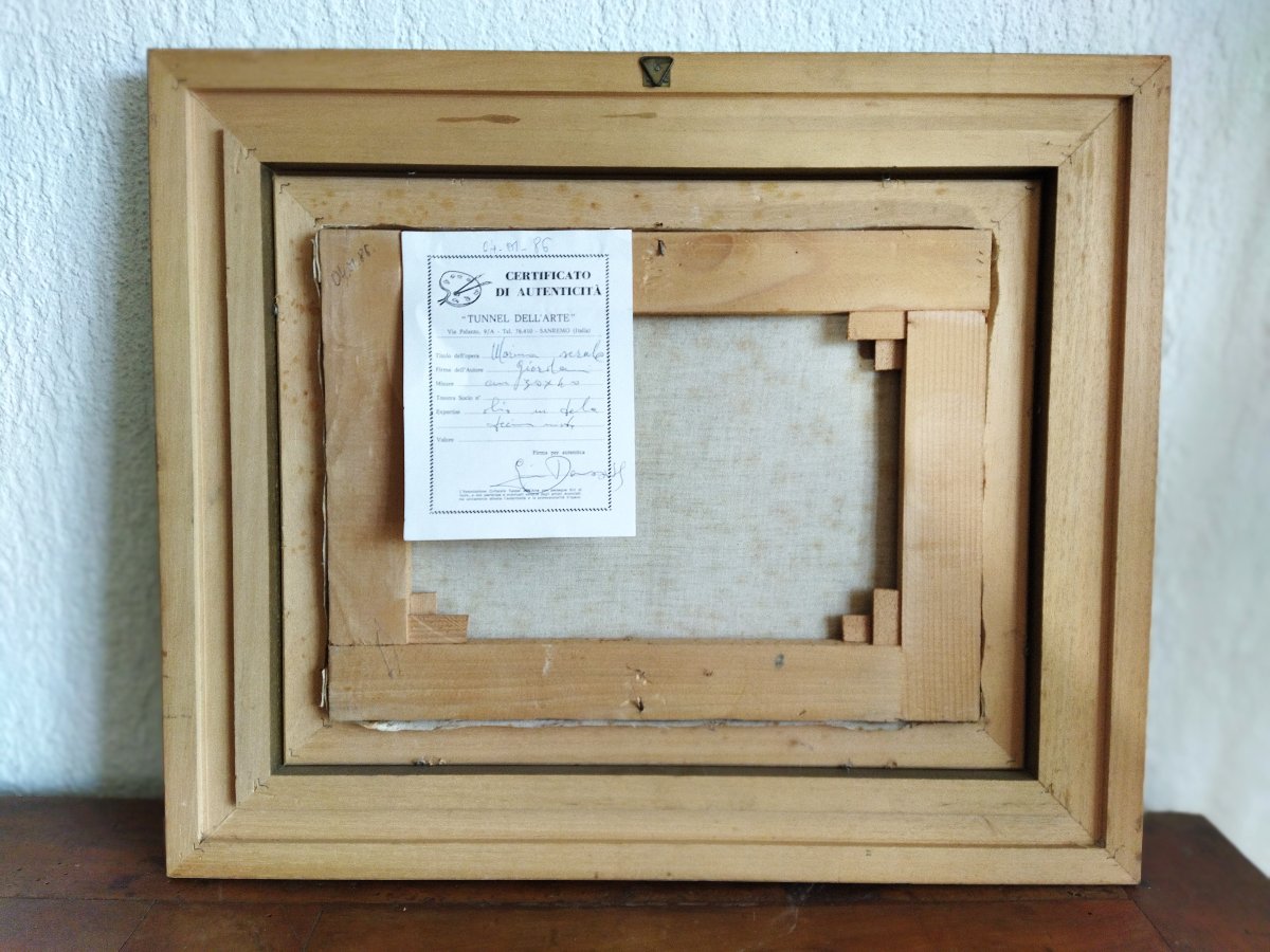 Giordani Oil On Canvas Landscape Coastal Sea Cliff Rough Sea-photo-1