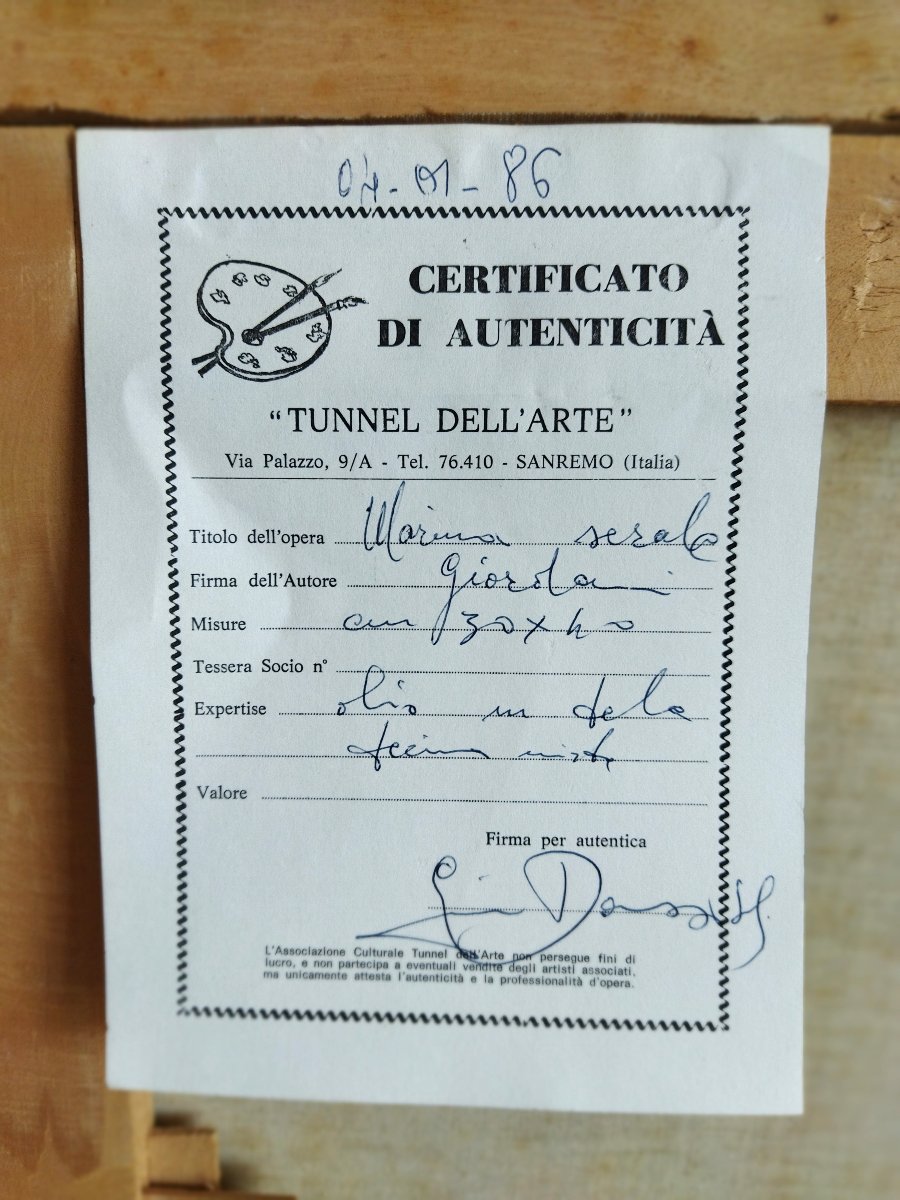 Giordani Oil On Canvas Landscape Coastal Sea Cliff Rough Sea-photo-2