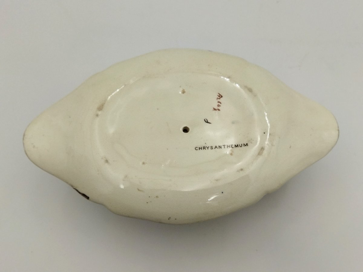 Sauciere Antique Oblong On Pedestal English Earthenware -photo-4