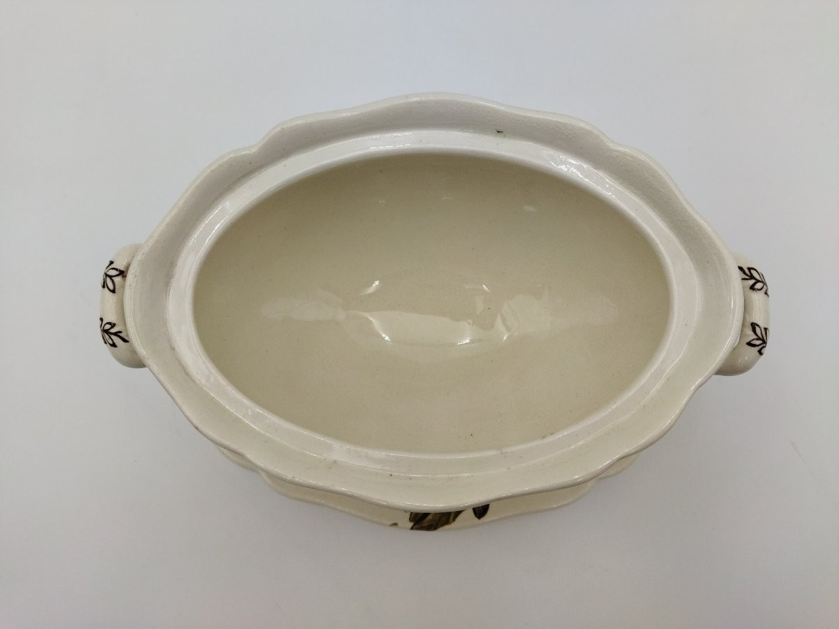 Antique Sauciere On Pedestal With English Tiled Lid -photo-3