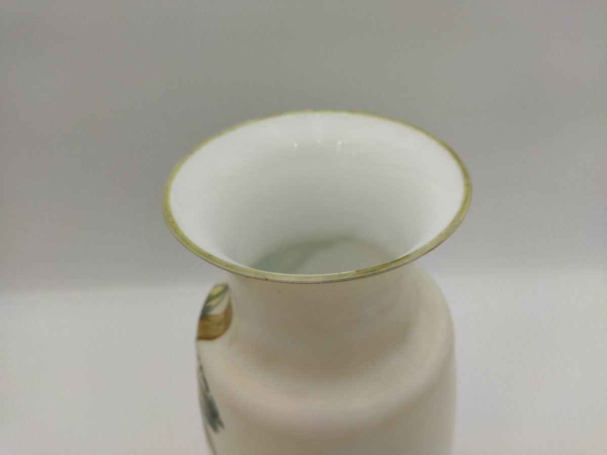 ART NOUVEAU VASE Opalin Émaillé à Motif de Jonquille  Peint Main  1900 COLLECTION-photo-1