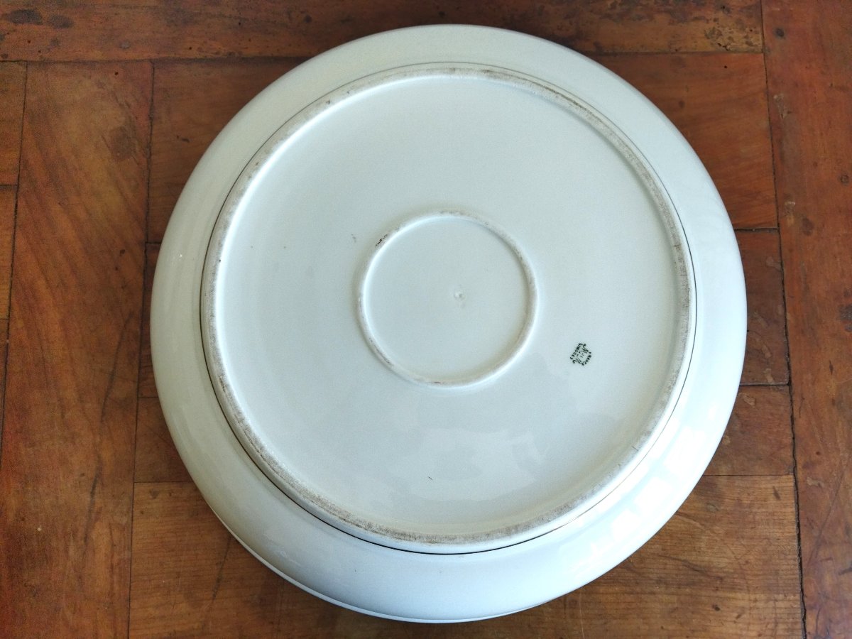 Limoges Mandavy De Mavaleix Grand Bassin Cuvette & Son Broc De Toilette Doré à Décor De Bleuets-photo-4