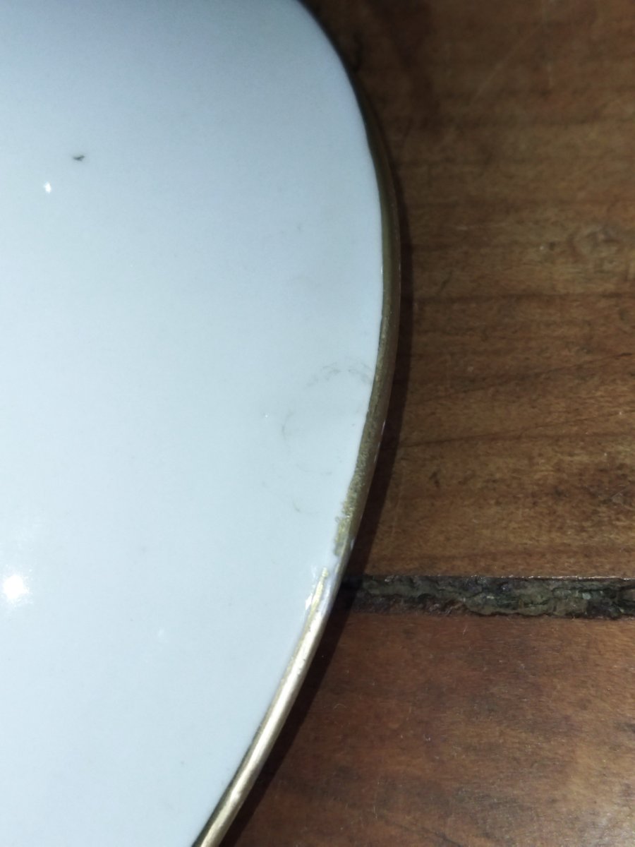 Limoges Mandavy De Mavaleix Grand Bassin Cuvette & Son Broc De Toilette Doré à Décor De Bleuets-photo-1