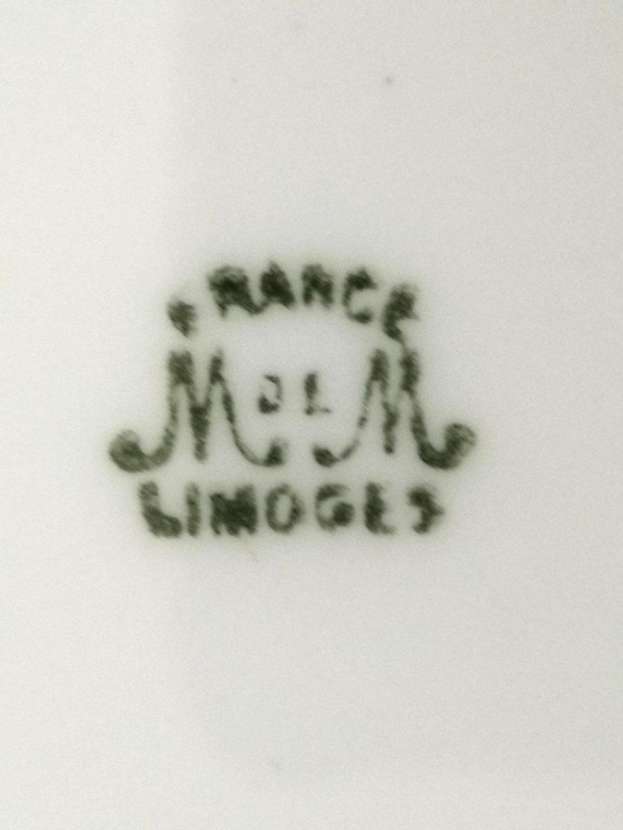 Limoges Mandavy De Mavaleix Grand Bassin Cuvette & Son Broc De Toilette Doré à Décor De Bleuets-photo-7