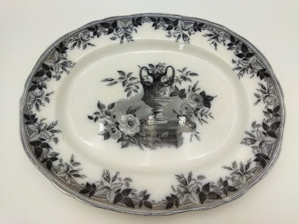 Set Of 3 English Tile Plates Victorian Baroque Motif-photo-2