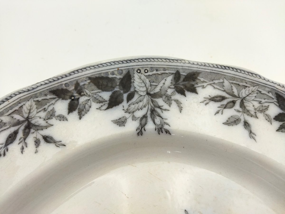 Set Of 3 English Tile Plates Victorian Baroque Motif-photo-6