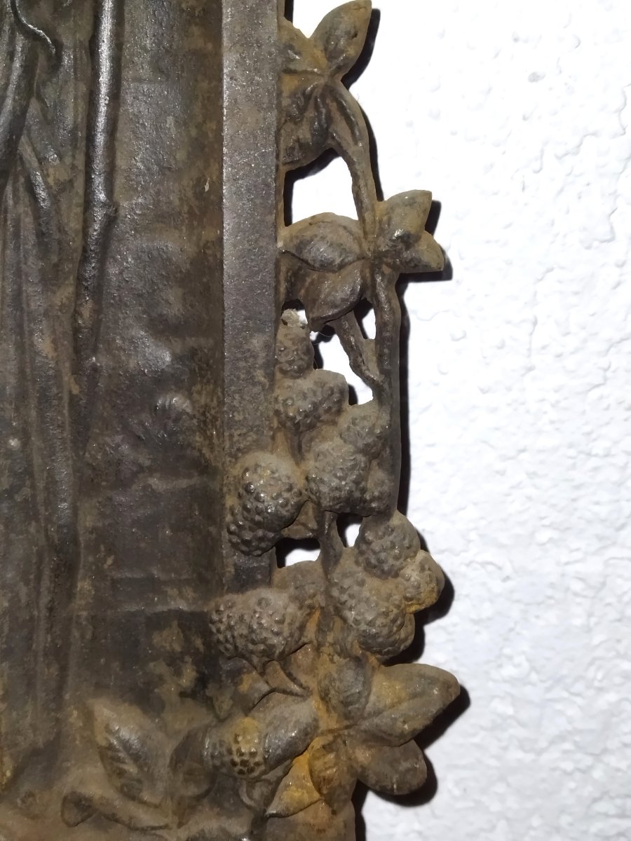 Art Nouveau Jugendstil Anthropomorphic Cast Iron Ornamental Plate Mountain Flowers-photo-3