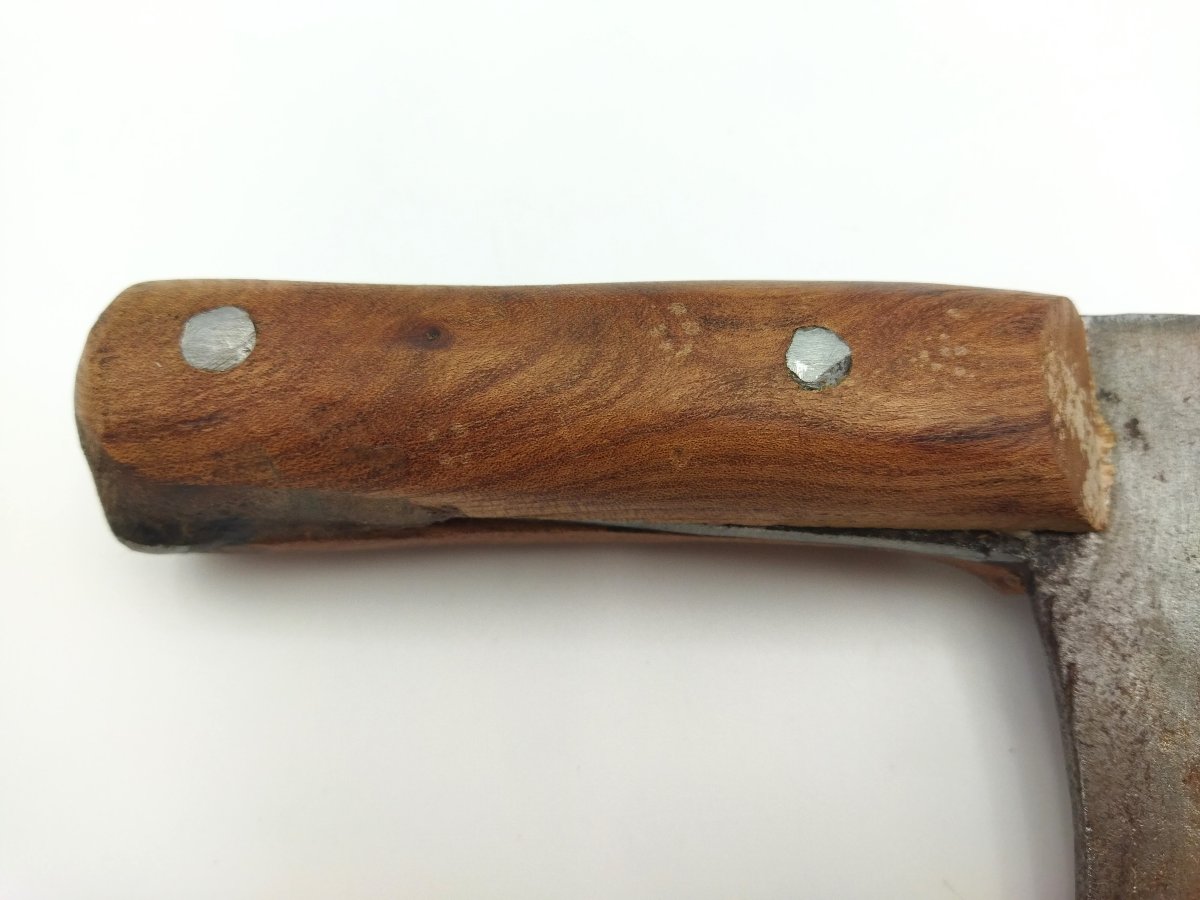 Hachoir Feuille De Boucher Racloir De Billot Outil De Métier Fer Forgé Ancien Collection-photo-2