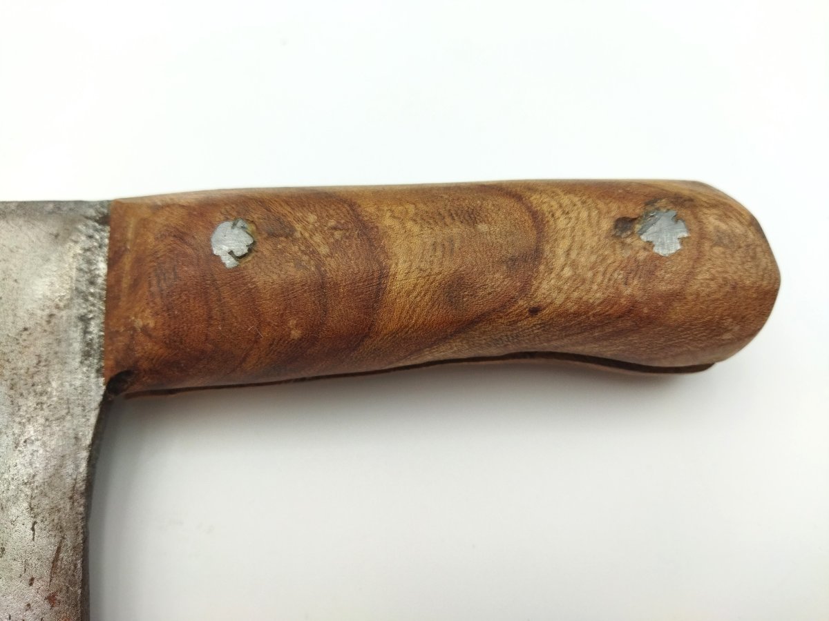 Hachoir Feuille De Boucher Racloir De Billot Outil De Métier Fer Forgé Ancien Collection-photo-4