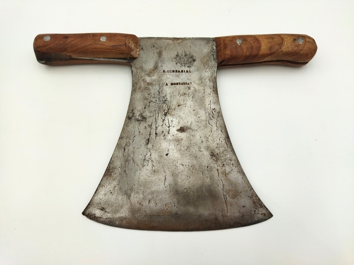 Hachoir Feuille De Boucher Racloir De Billot Outil De Métier Fer Forgé Ancien Collection