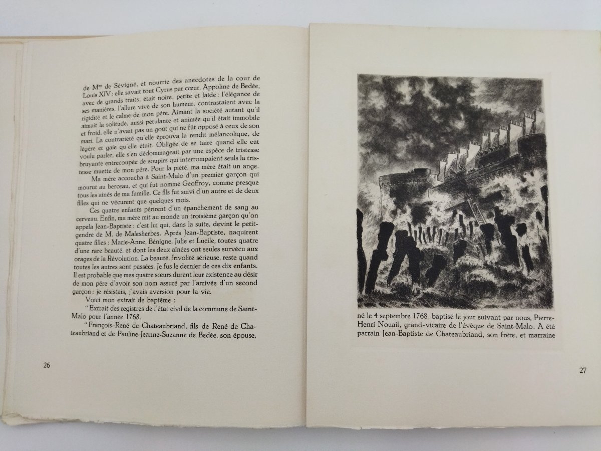 CHATEAUBRIAND COMBOURG Années de Jeunesse Eaux-Fortes Paulette HUMBERT Édition 1949  N° 37-photo-2