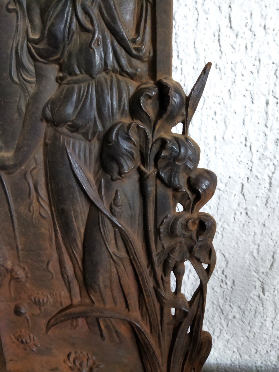 Art Nouveau Jugendstil Cast Iron Anthropomorphic Ornamental Plate Fleurs Des Eaux-photo-2