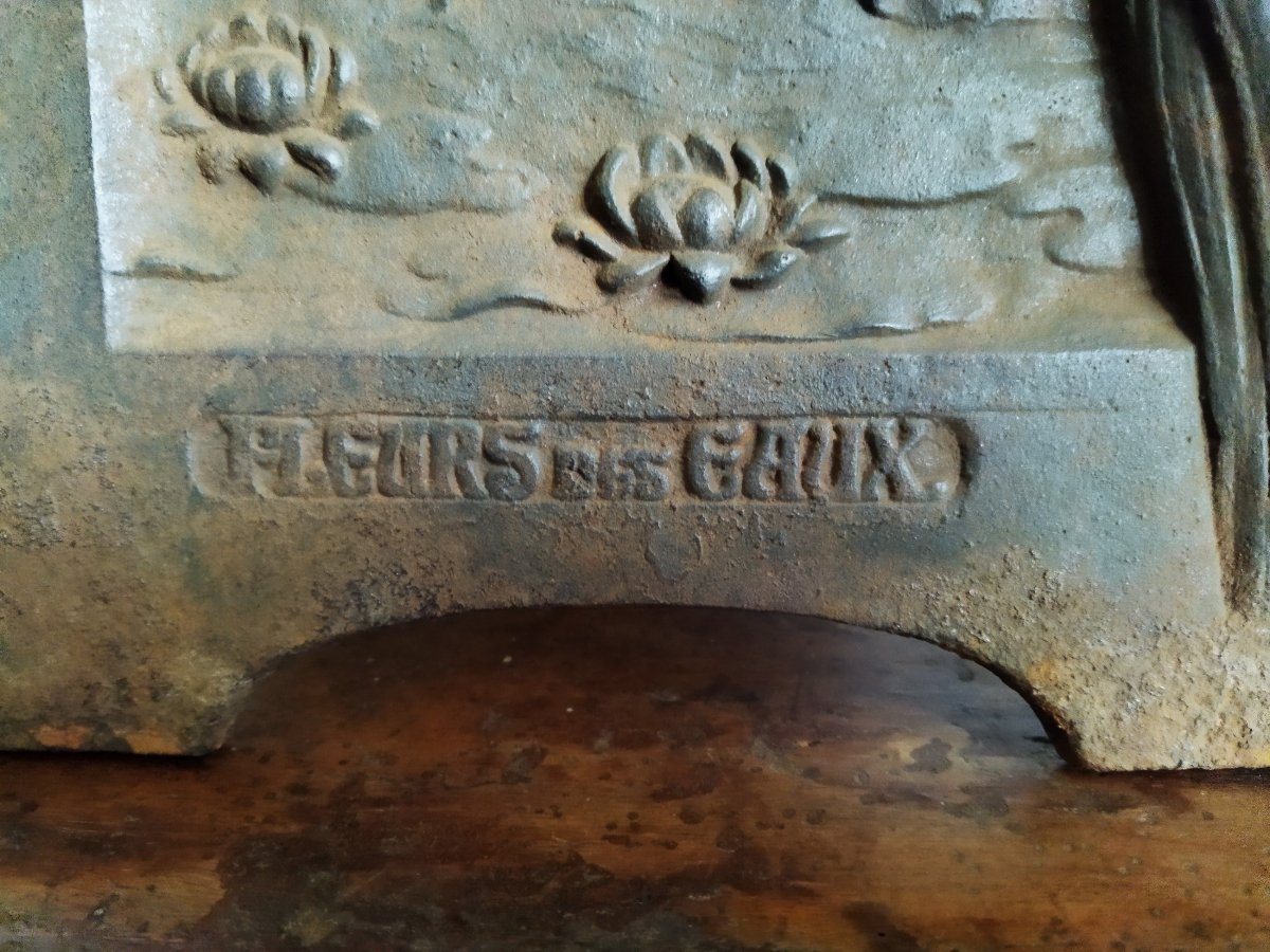 Art Nouveau Jugendstil Cast Iron Anthropomorphic Ornamental Plate Fleurs Des Eaux-photo-4