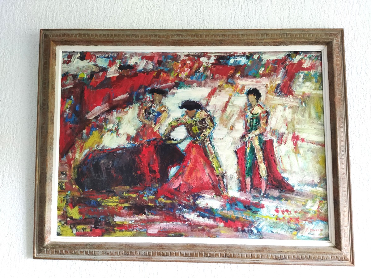Jean DUCASSE Huile sur Toile Tauromachie Toréador Arènes 65x93cms COLLECTION