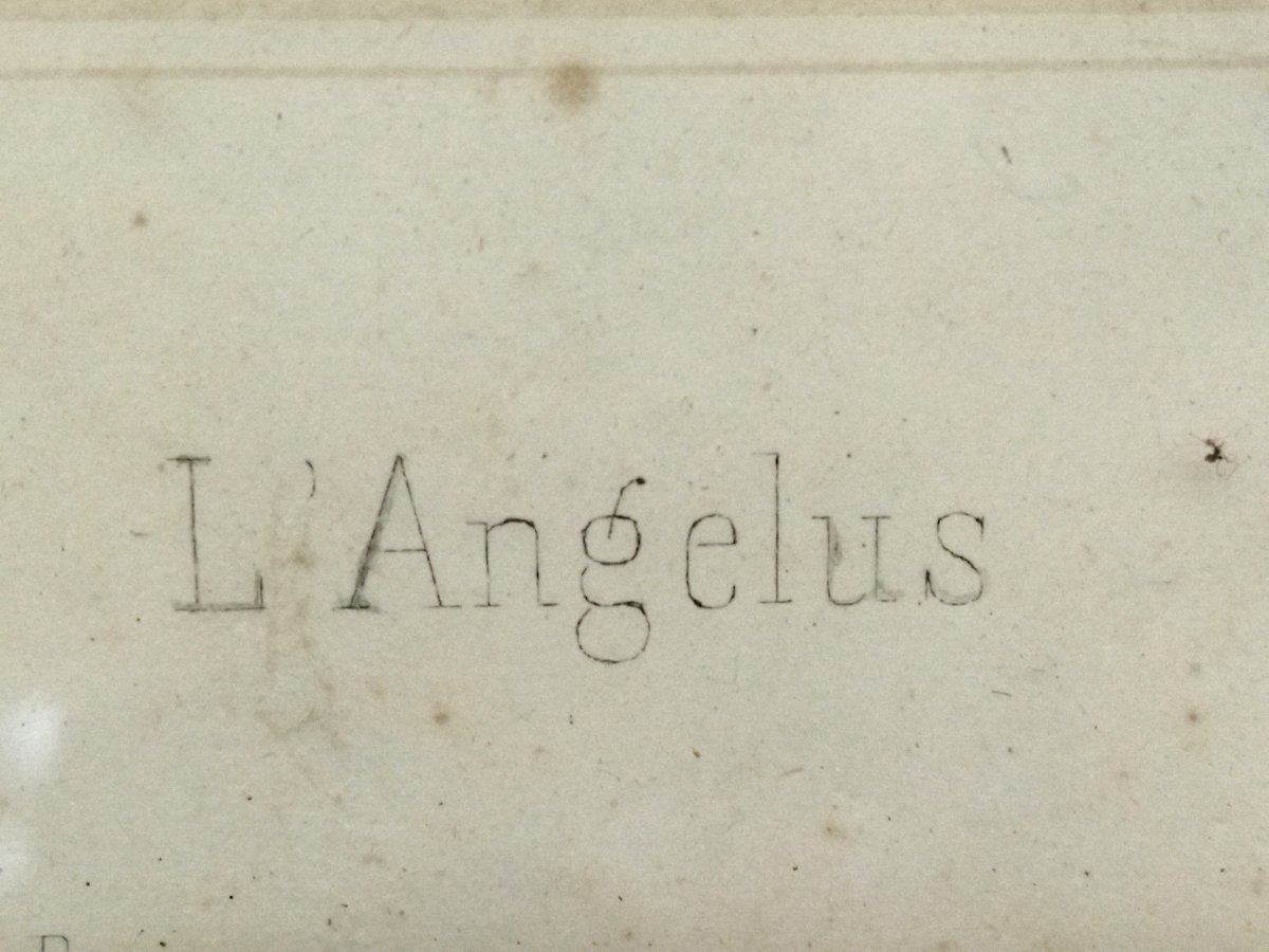 l'Angélus Antique Engraving Jeunes Enfants Priant Scène Pieux Champêtre Ed. Dopter Paris XIX-photo-3