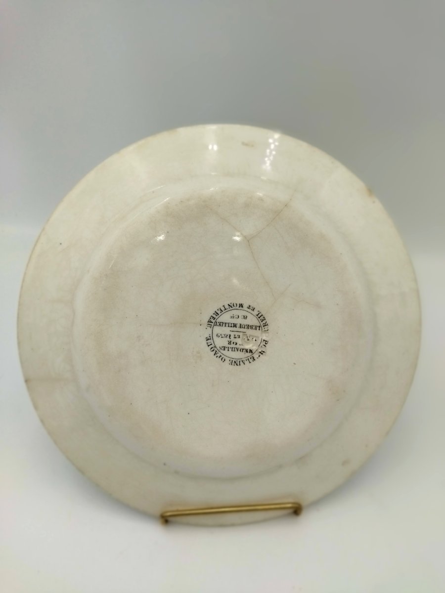CREIL & MONTEREAU Assiette Légendée Chambre Ardente Frégate "BELLE POULE" NAPOLÉON IER XIX-photo-5