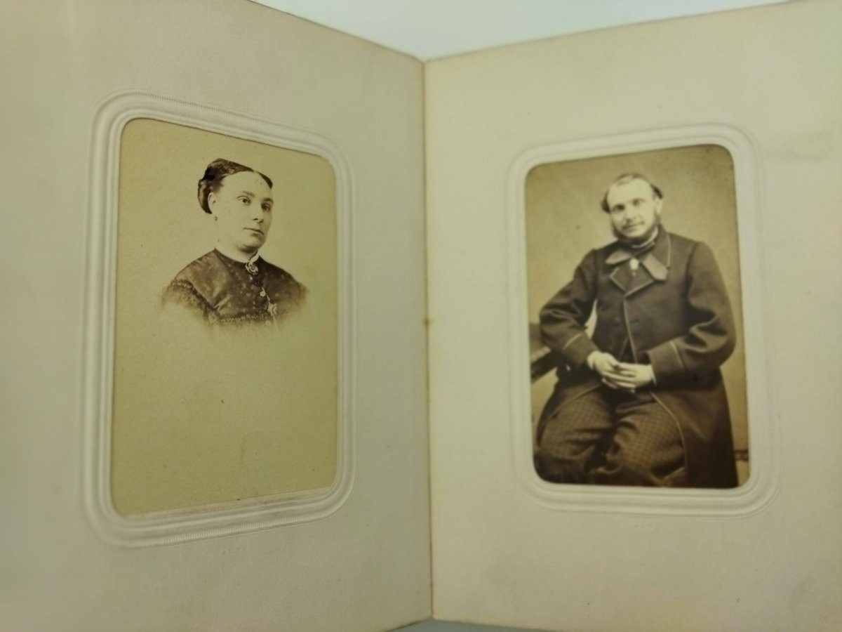 ALBUM FERMOIR Ancien Photos de Famille XIX Tranches dorées Complet COLLECTION-photo-2