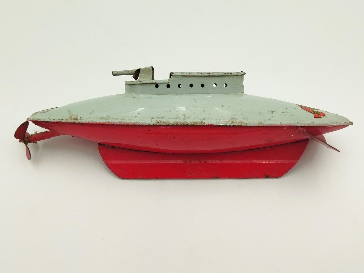 Sutcliffe Unda-wunda Antique Sheet Metal Toy Submarine English Manufacture Collection-photo-2
