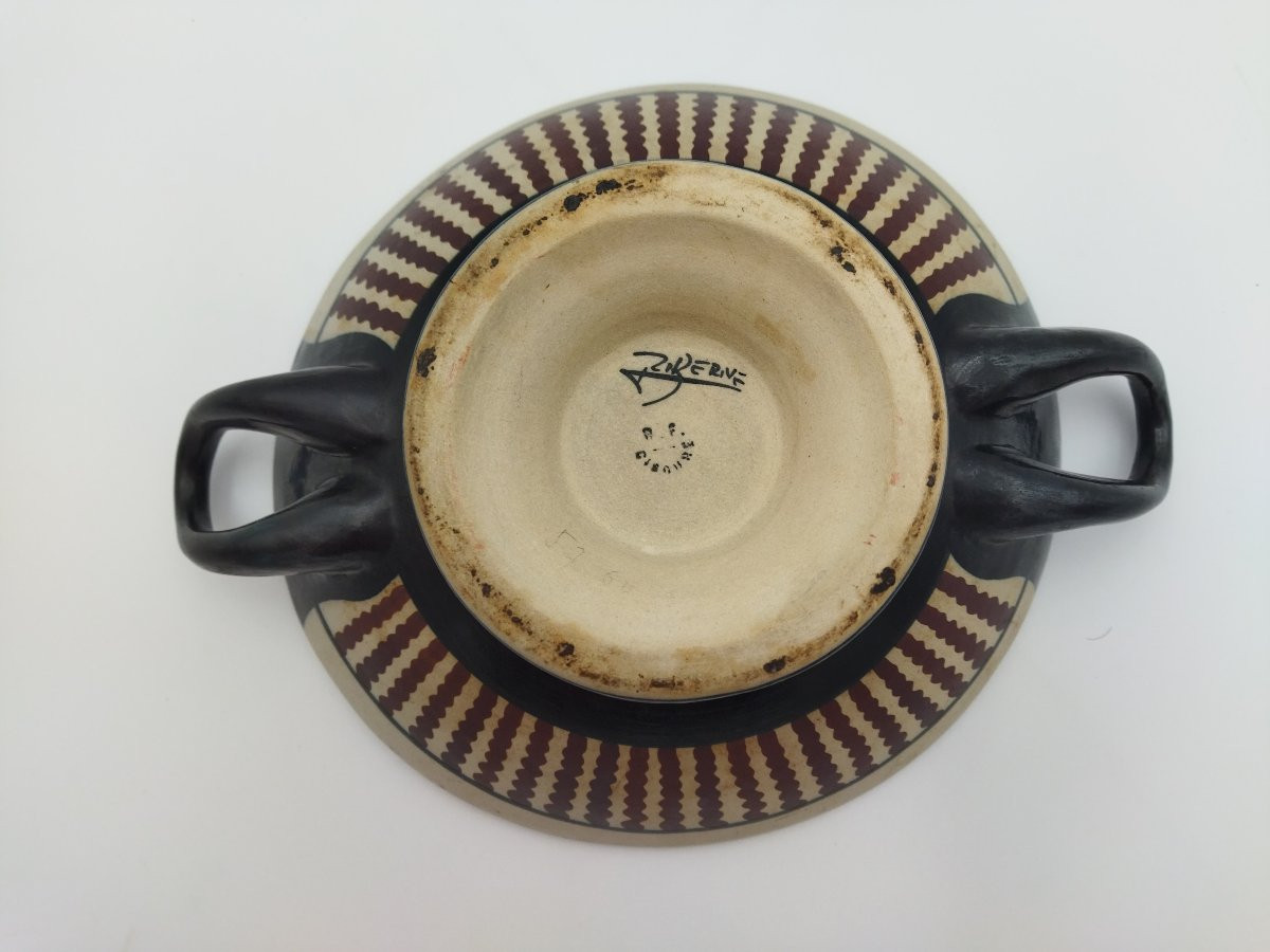 Ciboure Stoneware Pedestal Bowl Chistera Players Collection-photo-4
