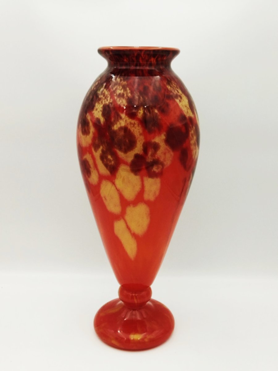 SCHNEIDER ART DECO Grand Vase Motif Marmoréen 45cms COLLECTION-photo-2