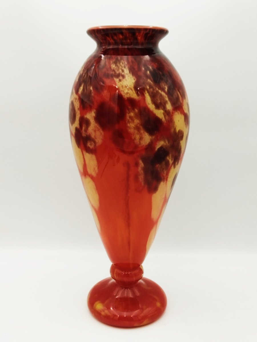 SCHNEIDER ART DECO Grand Vase Motif Marmoréen 45cms COLLECTION-photo-3