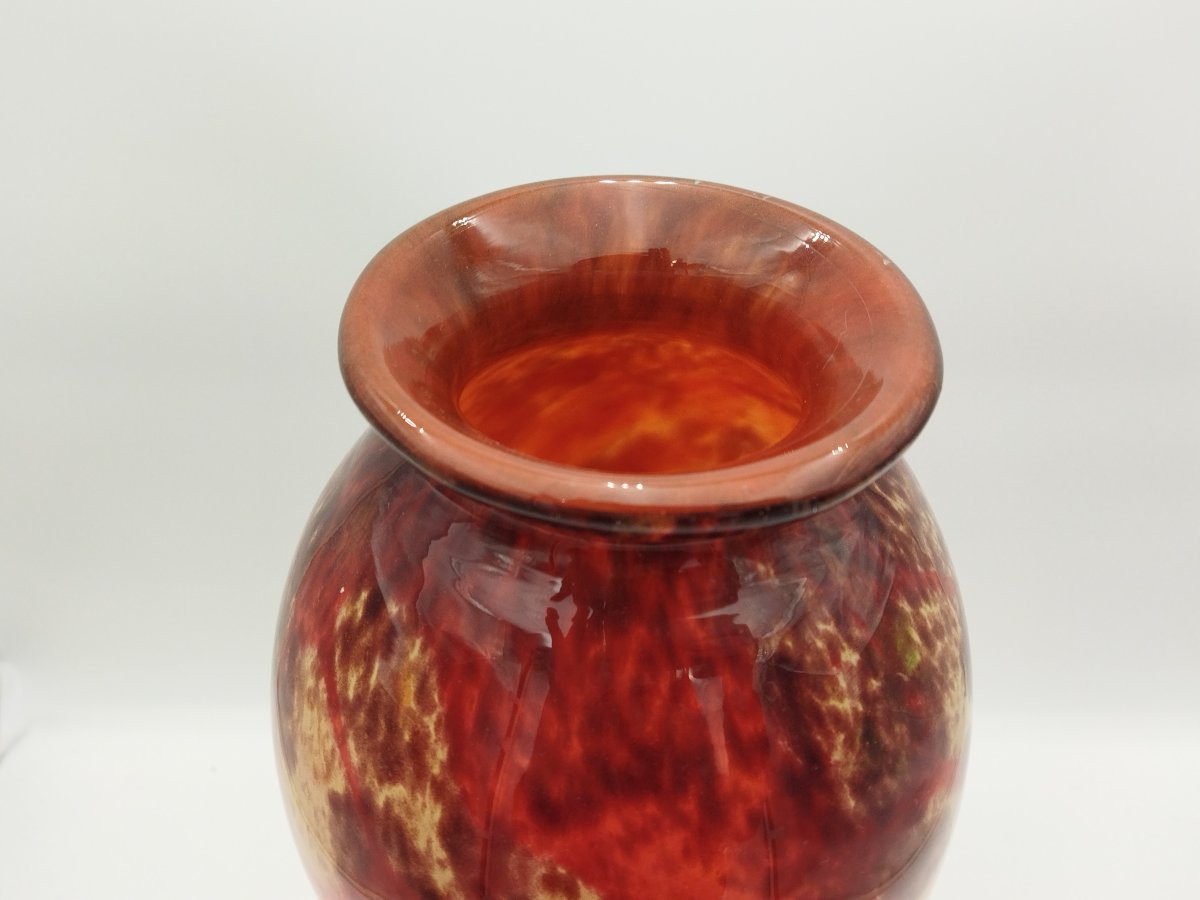 SCHNEIDER ART DECO Grand Vase Motif Marmoréen 45cms COLLECTION-photo-1