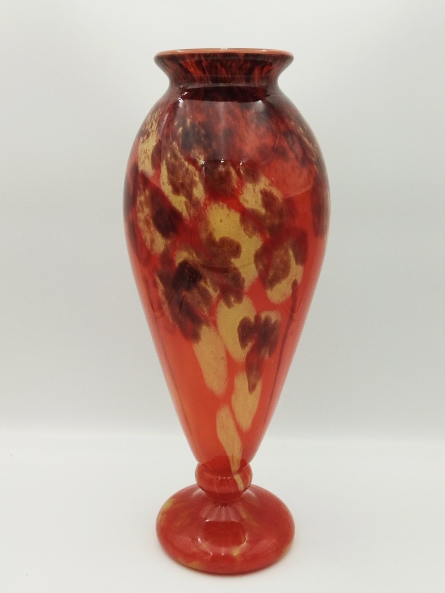 SCHNEIDER ART DECO Grand Vase Motif Marmoréen 45cms COLLECTION
