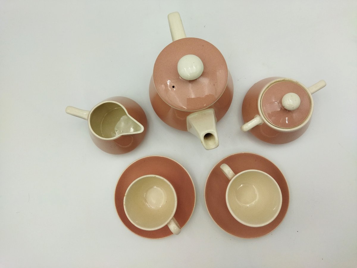 Villeroy & Boch 2 Person Tea Set Pink & Ecru Table Art-photo-4