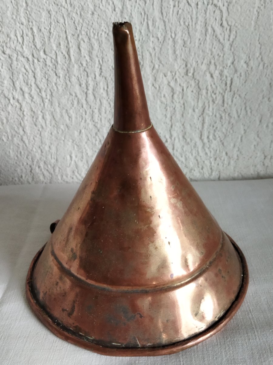 ENTONNOIR EN CUIVRE Ancien Objet Viticole & Culinaire ART POPULAIRE -photo-2