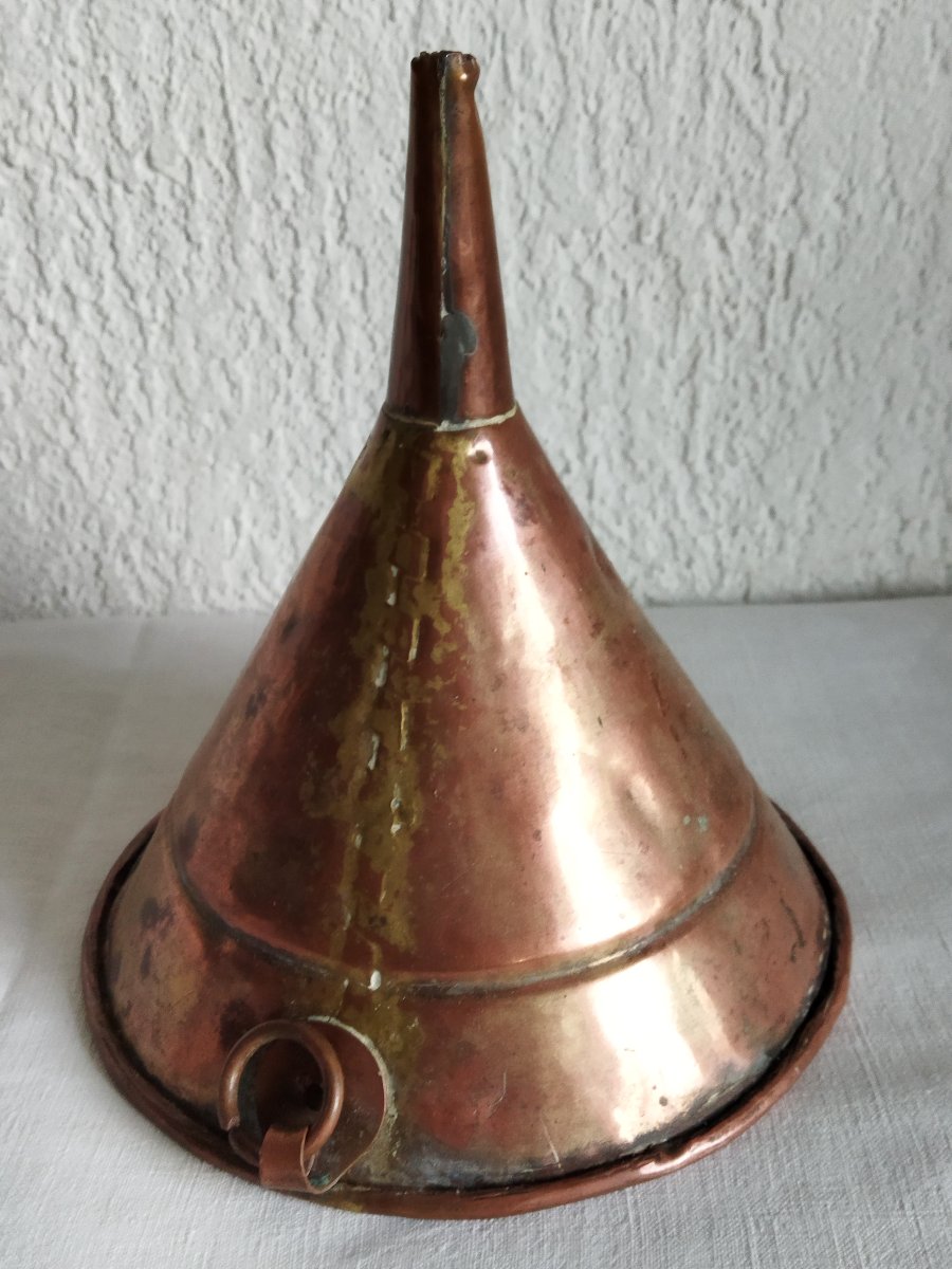 ENTONNOIR EN CUIVRE Ancien Objet Viticole & Culinaire ART POPULAIRE -photo-3