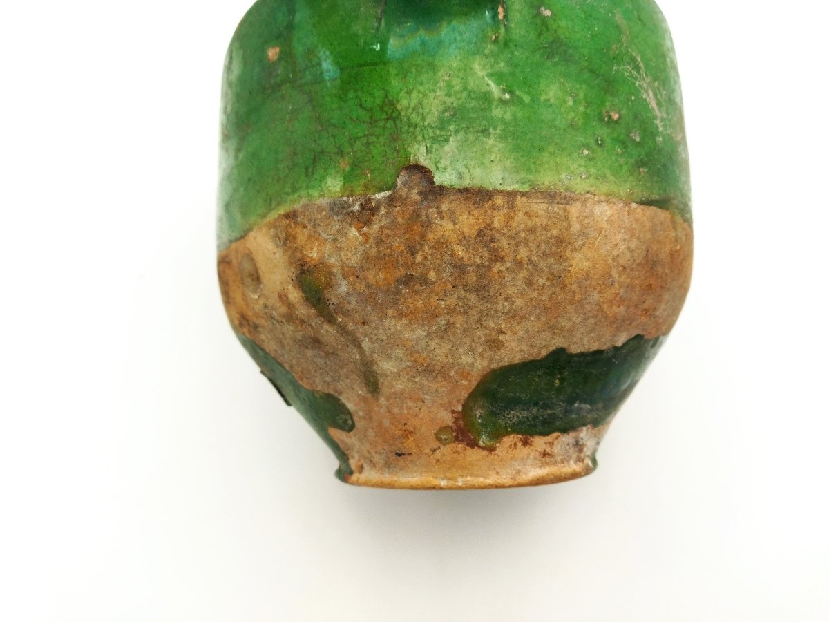 POTERIE VERTE Vernissée Ancienne Sud-Ouest Pot à Graisse/Confit Art Populaire Collection 18cms-photo-6