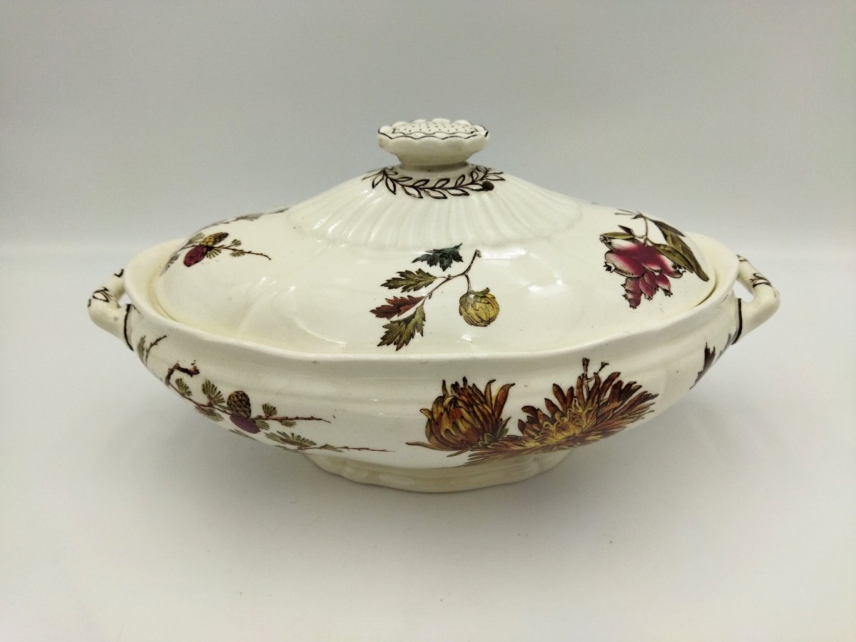 Chrysantemum Légumier Antique English Tile Floral Autumnal Colours-photo-3