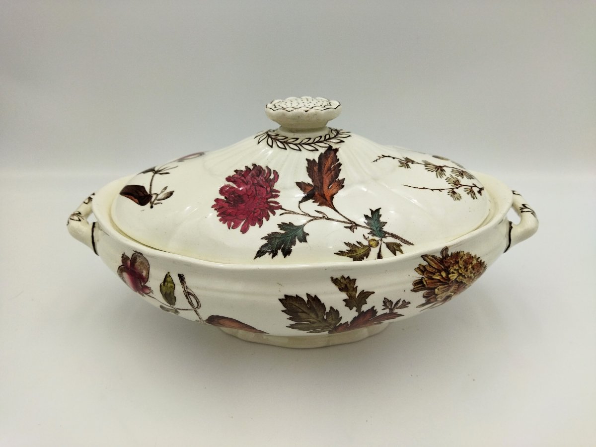 Chrysantemum Légumier Antique English Tile Floral Autumnal Colours
