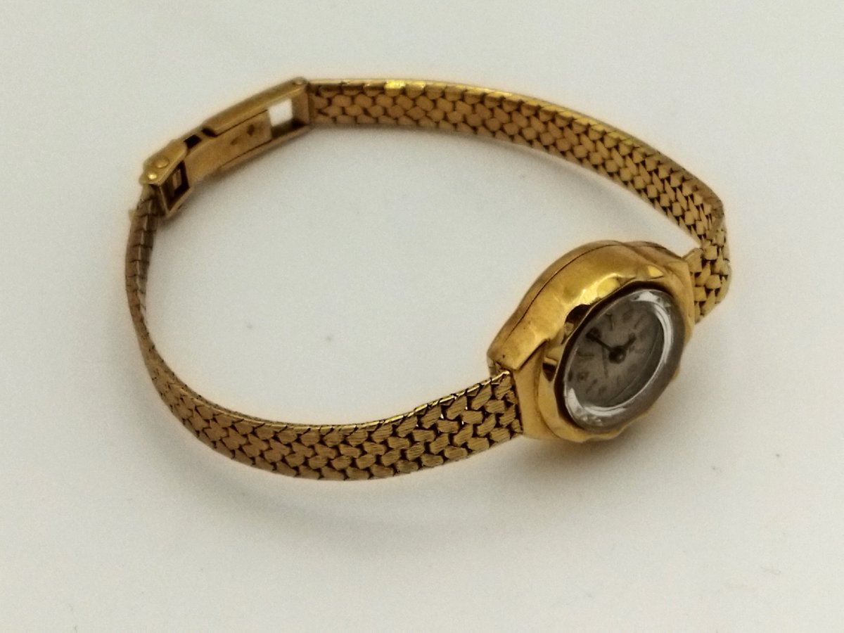 MONTRE Bracelet Ancienne de Femme Fonctionnelle Poinçon OR Tête d'Aigle-photo-6