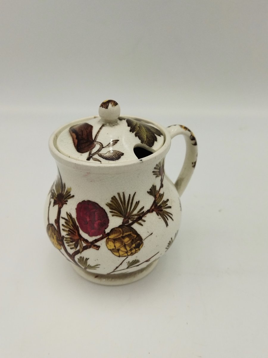Chrysantemum Moutardier Antique English Tile Floral Design Autumnal Colors