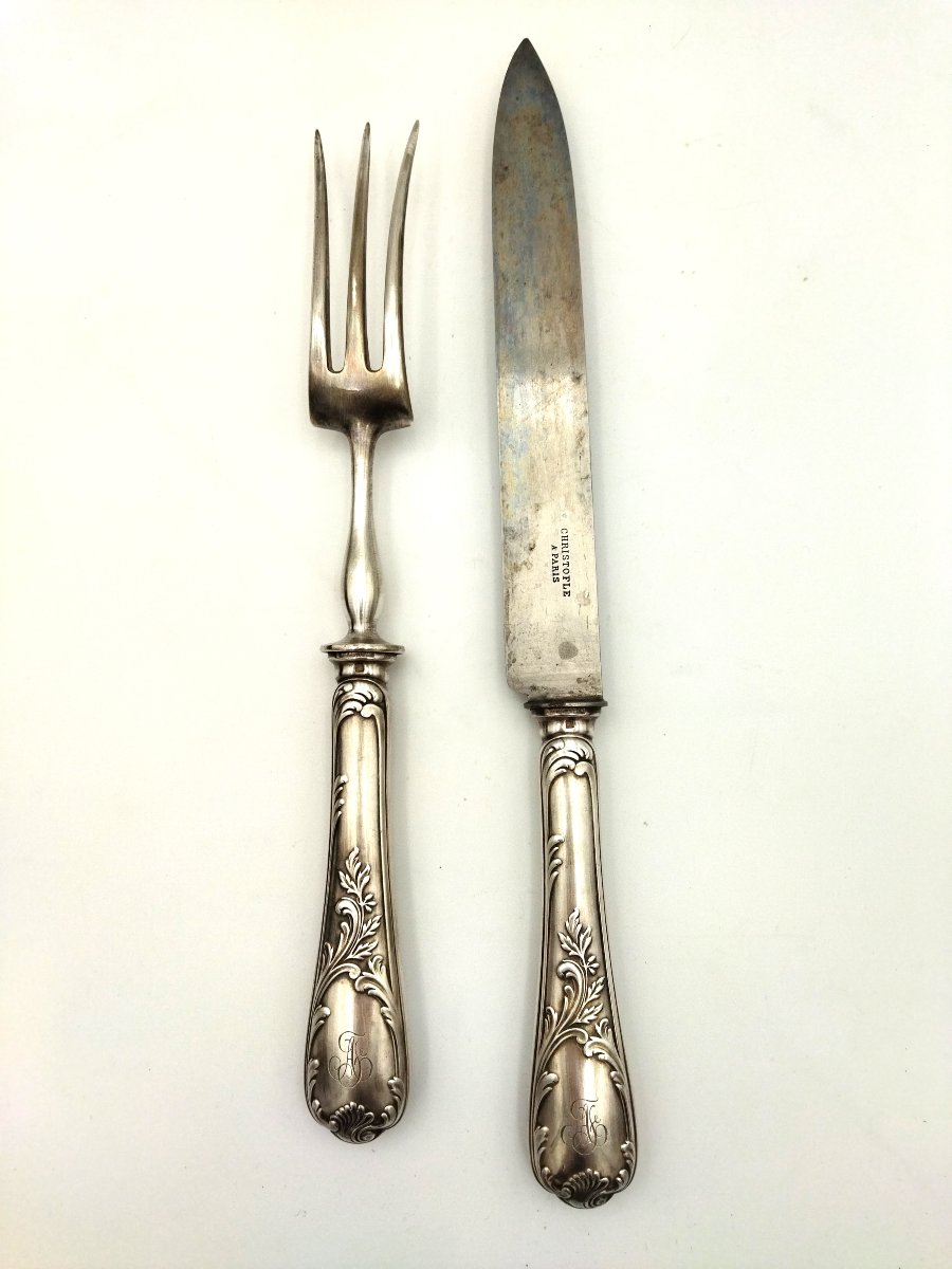 Christofle  Silver-plated Monogrammed Meat Servers Tableware-photo-4