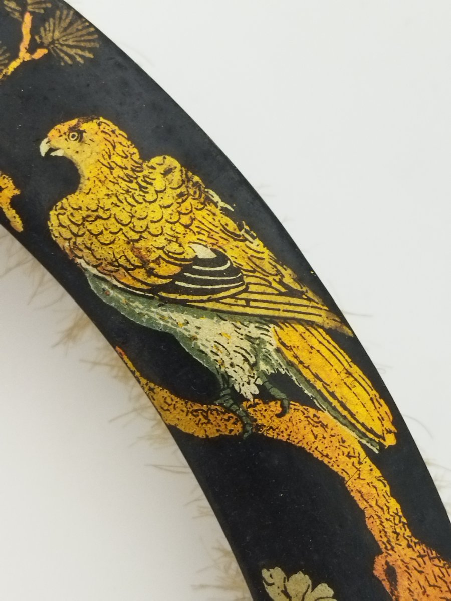 Napoleon III Antique Crumb Catcher And Its Lacquered, Japanese-style Boiled-paper Brush-photo-3