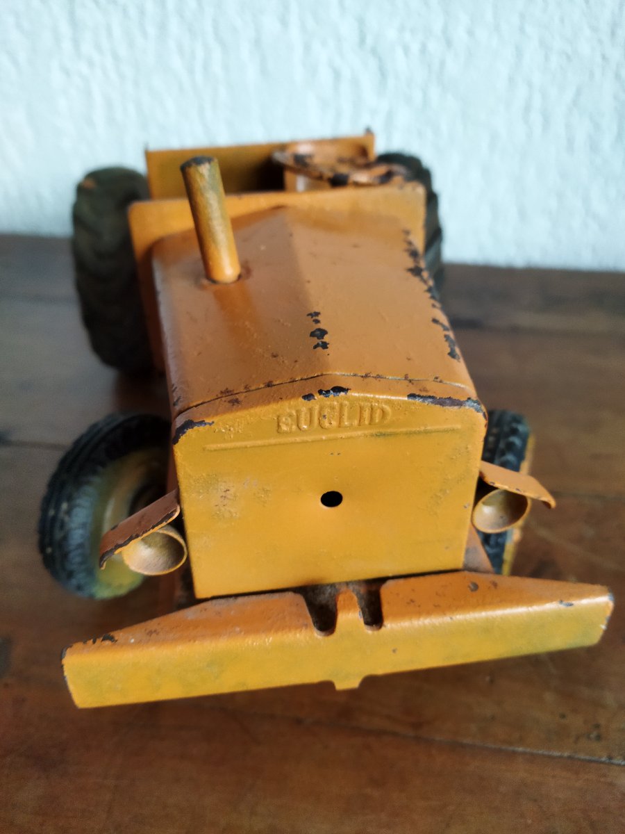 Euclid Toy Vintage Tractor And Trailer, Painted Metal, Collection-photo-8