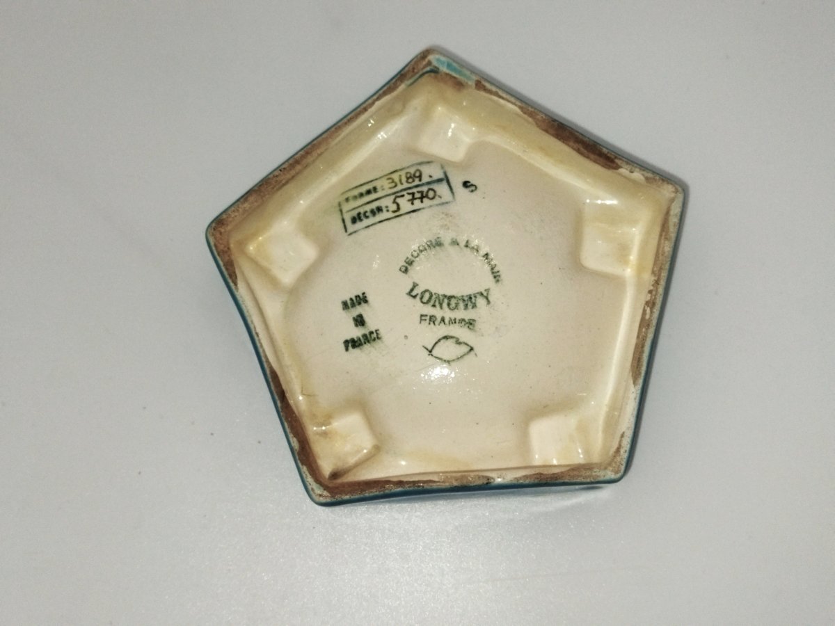 Longwy Antique Ashtray, Cloisonné Enamel, Floral Motifs-photo-1