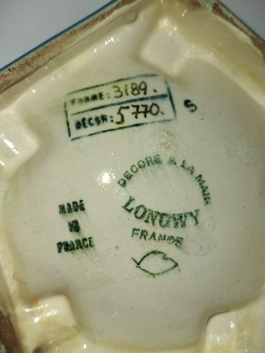 Longwy Antique Ashtray, Cloisonné Enamel, Floral Motifs-photo-2