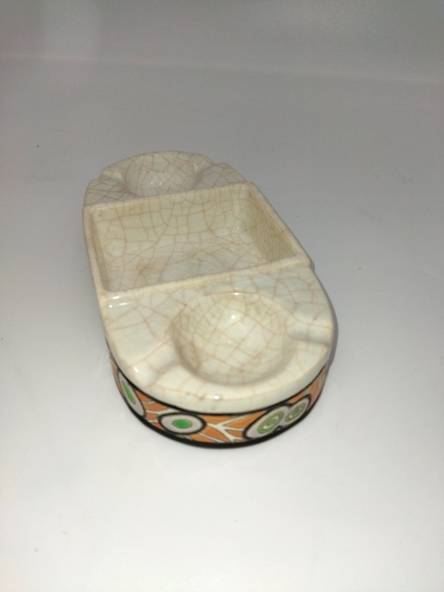 Longwy Vintage Ashtray With Cigarette And Match Dispenser -photo-2