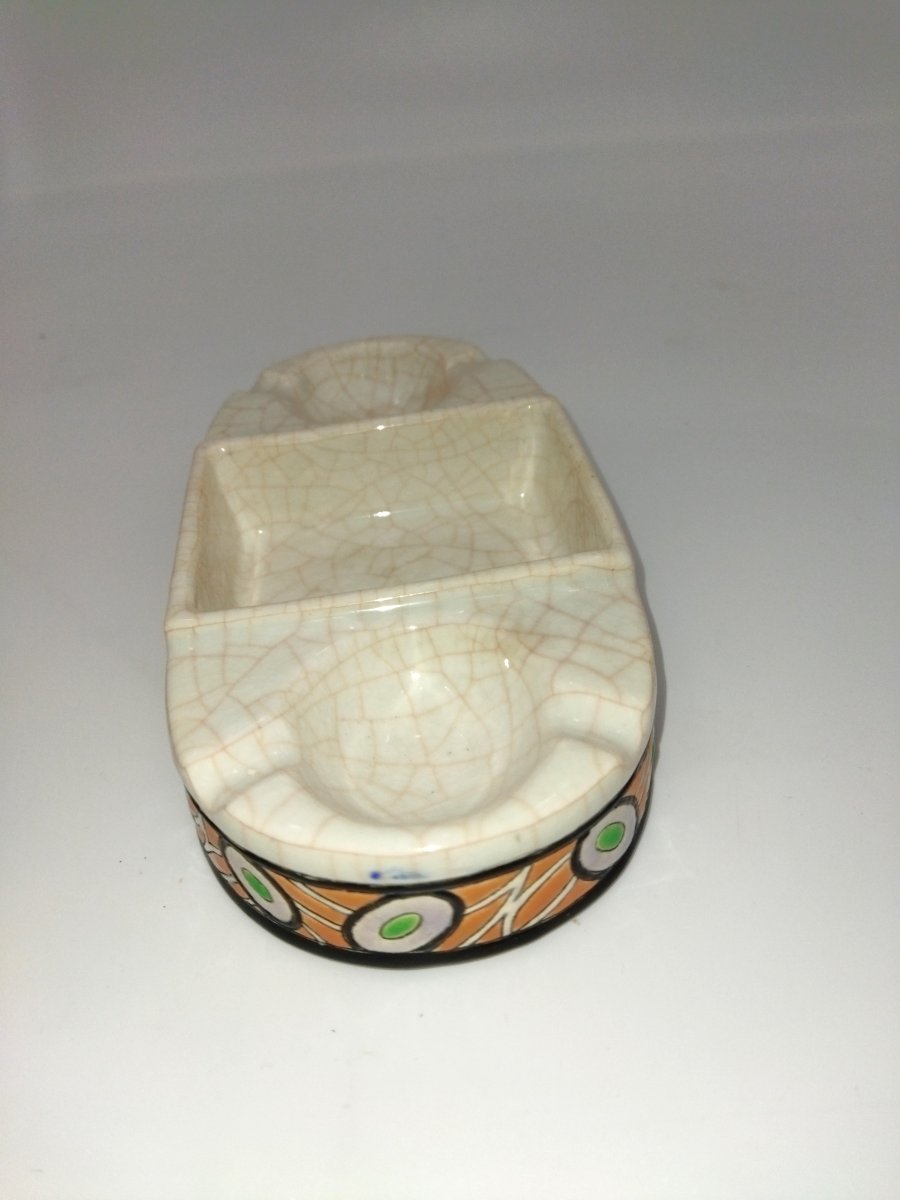 Longwy Vintage Ashtray With Cigarette And Match Dispenser -photo-4