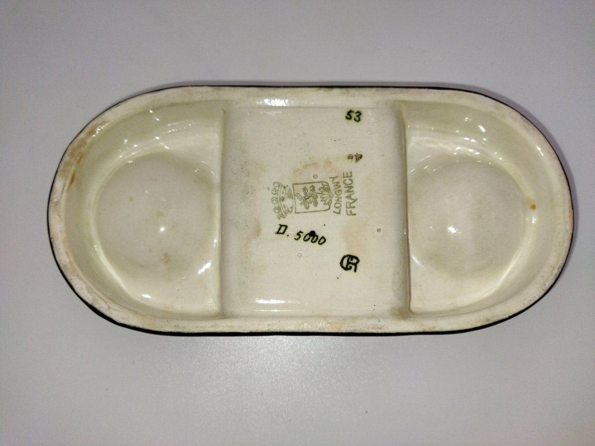 Longwy Vintage Ashtray With Cigarette And Match Dispenser -photo-2